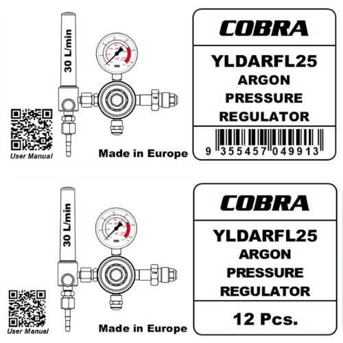 COBRA Argon Side Entry Purge Regulator - 2 x Flow Meters for Purging Gas Dual Flow