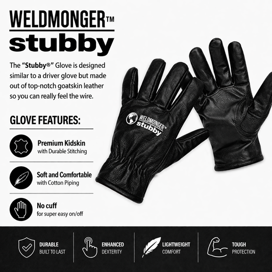 Weldmonger® Stubby TIG Welding Gloves, Black