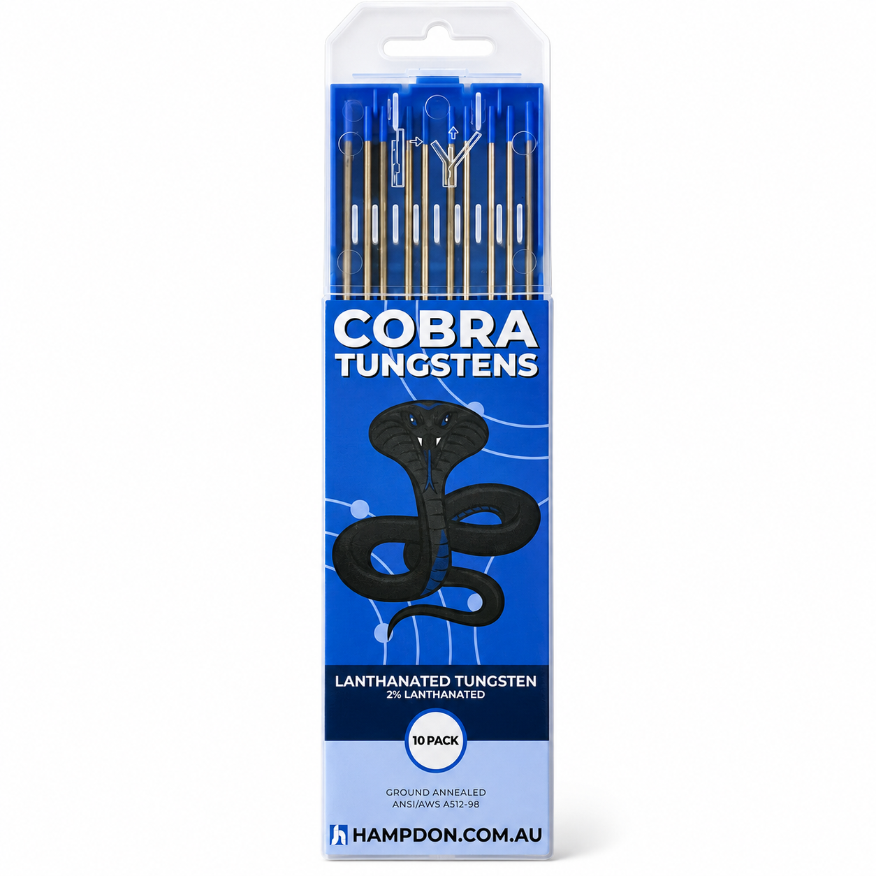 COBRA 2% Lanthanated TIG Tungsten Electrodes 10 Each - Blue Tip
