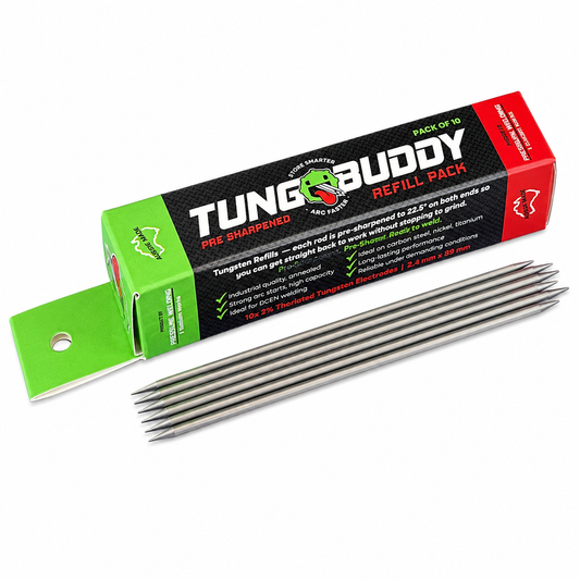 Tung Buddy Short, 2% Thoriated Tungsten 10 Pack, Pre-Sharpened, Pre-Cut 89mm