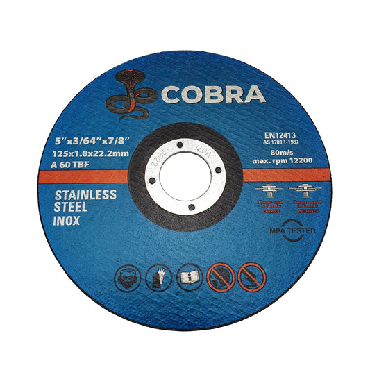 COBRA 5" x 1mm Cutting Disc - INOX Steel Cut-Off Wheel 125mm, 10 Pack