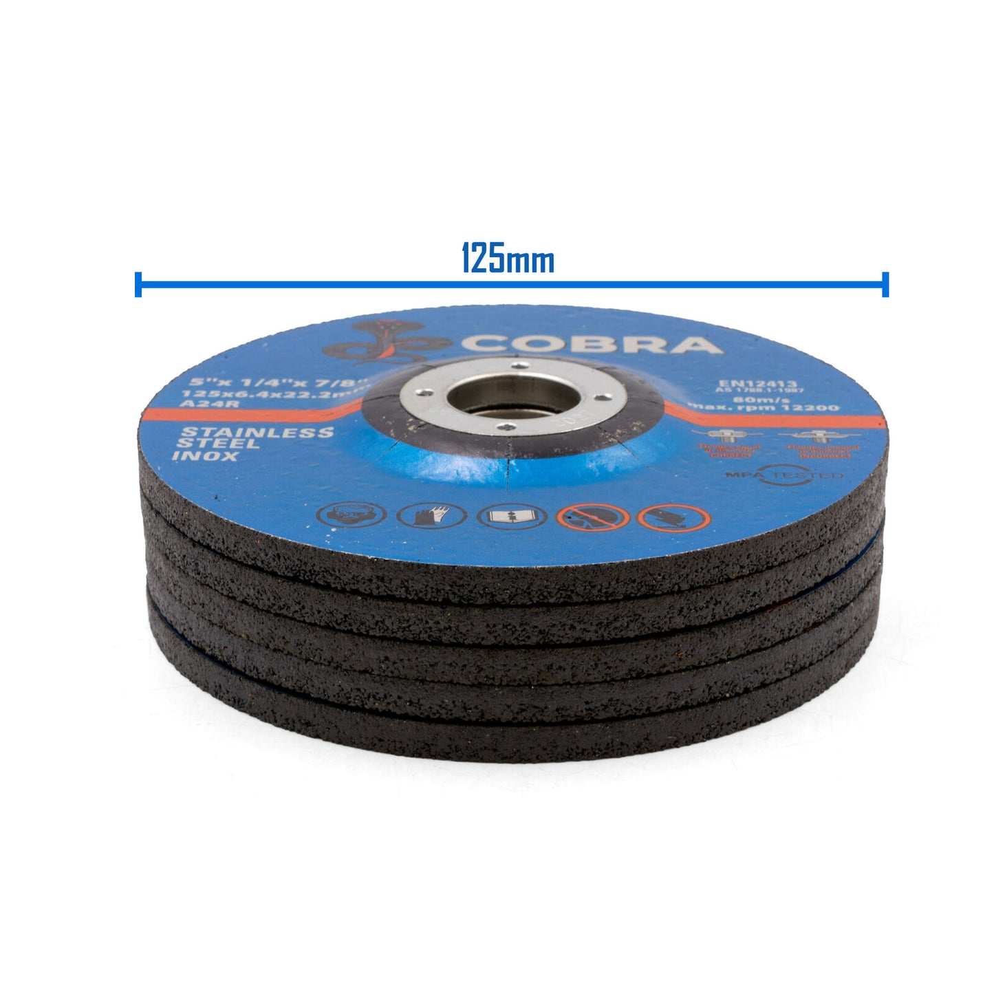 COBRA 5" x 6mm Grinding Disc - INOX Steel - 125mm, 10 Pack