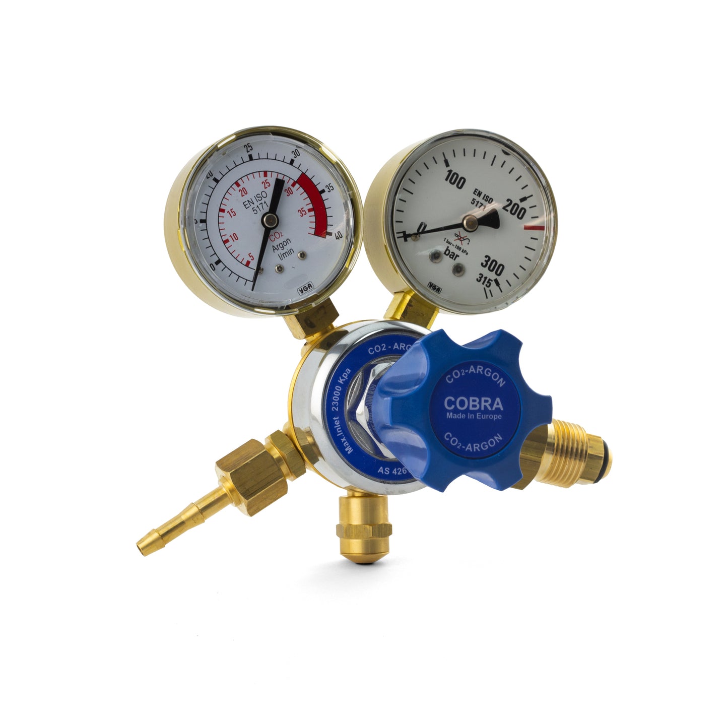 COBRA Argon Regulator / Flowmeter - Side Entry Welding 0 - 30 LPM