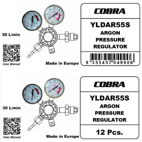 COBRA Argon Regulator / Flowmeter - Side Entry Welding 0 - 30 LPM
