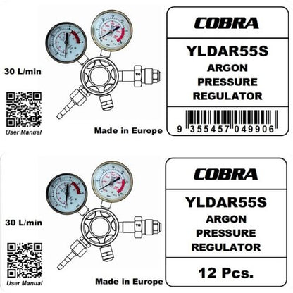 COBRA Argon Regulator / Flowmeter - Side Entry Welding 0 - 30 LPM