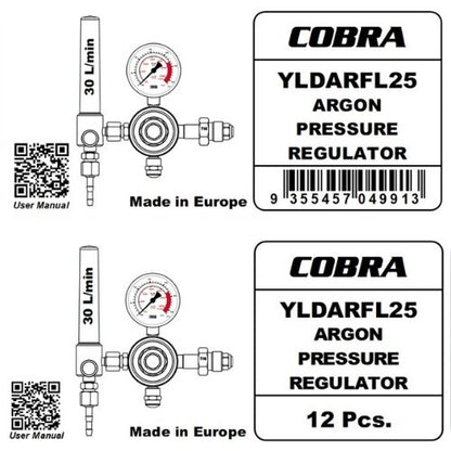 COBRA Argon Side Entry Purge Regulator - 2 x Flow Meters for Purging Gas Dual Flow