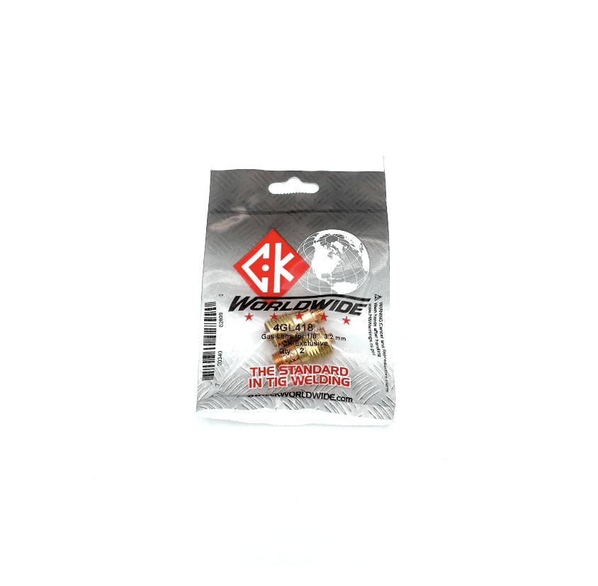 CK Stubby Gas Lens Collet Bodies for 17/18/26 Style Torches (Assorted Sizes 0.020",  0.040",1/16, 3/32, 1/8, 5/32) - 2 Pack