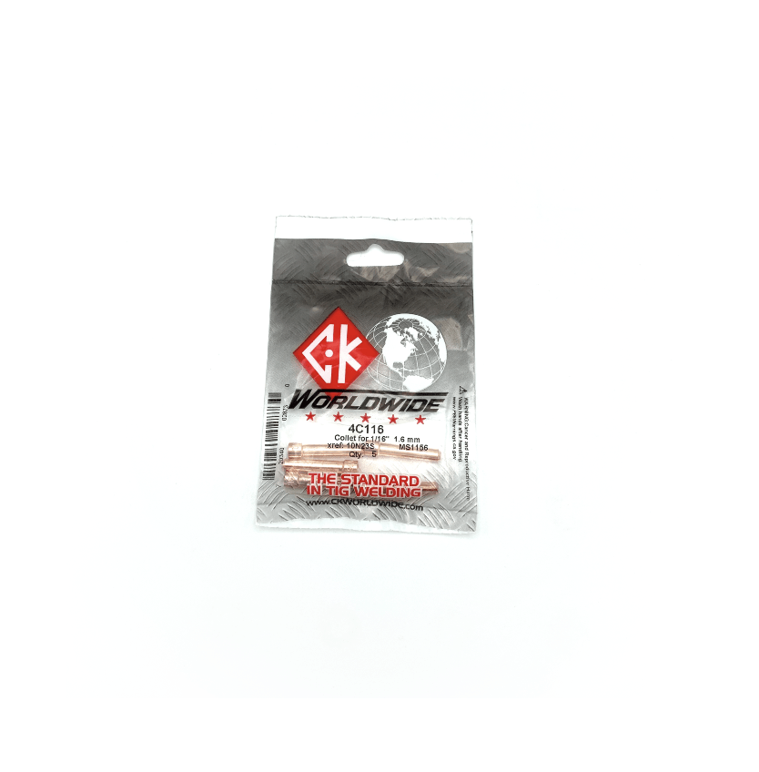 CK Worldwide Stubby Collets for 17/18/26 Style Torches (Assorted Sizes 0.020", 0.040", 1/16, 3/32, 1/8, 5/32) - 5 Pack